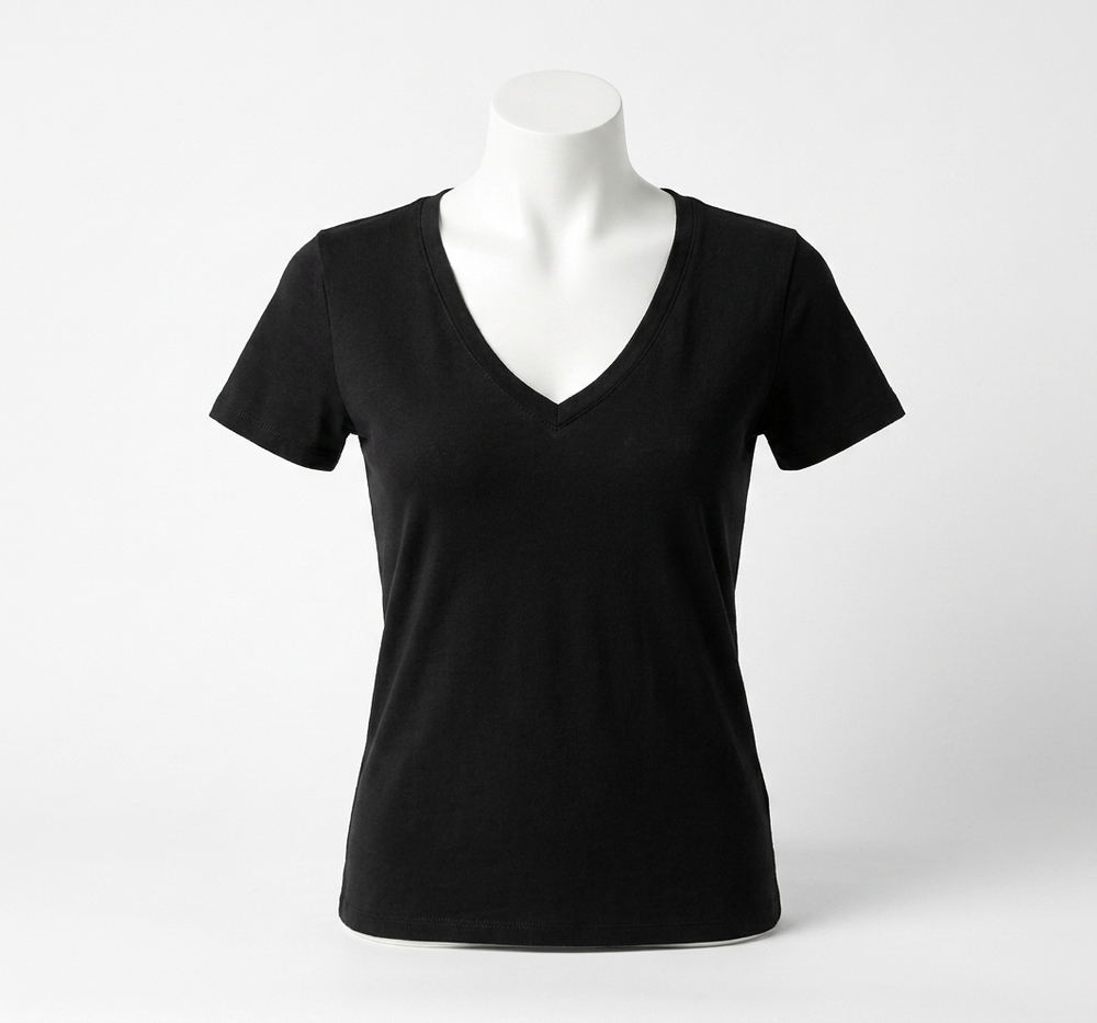 NEW NATION LTD blair short sleeve slim v tee in black